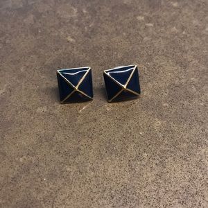 Kate Spade Navy Blue Pyramid Button Stud Earrings
